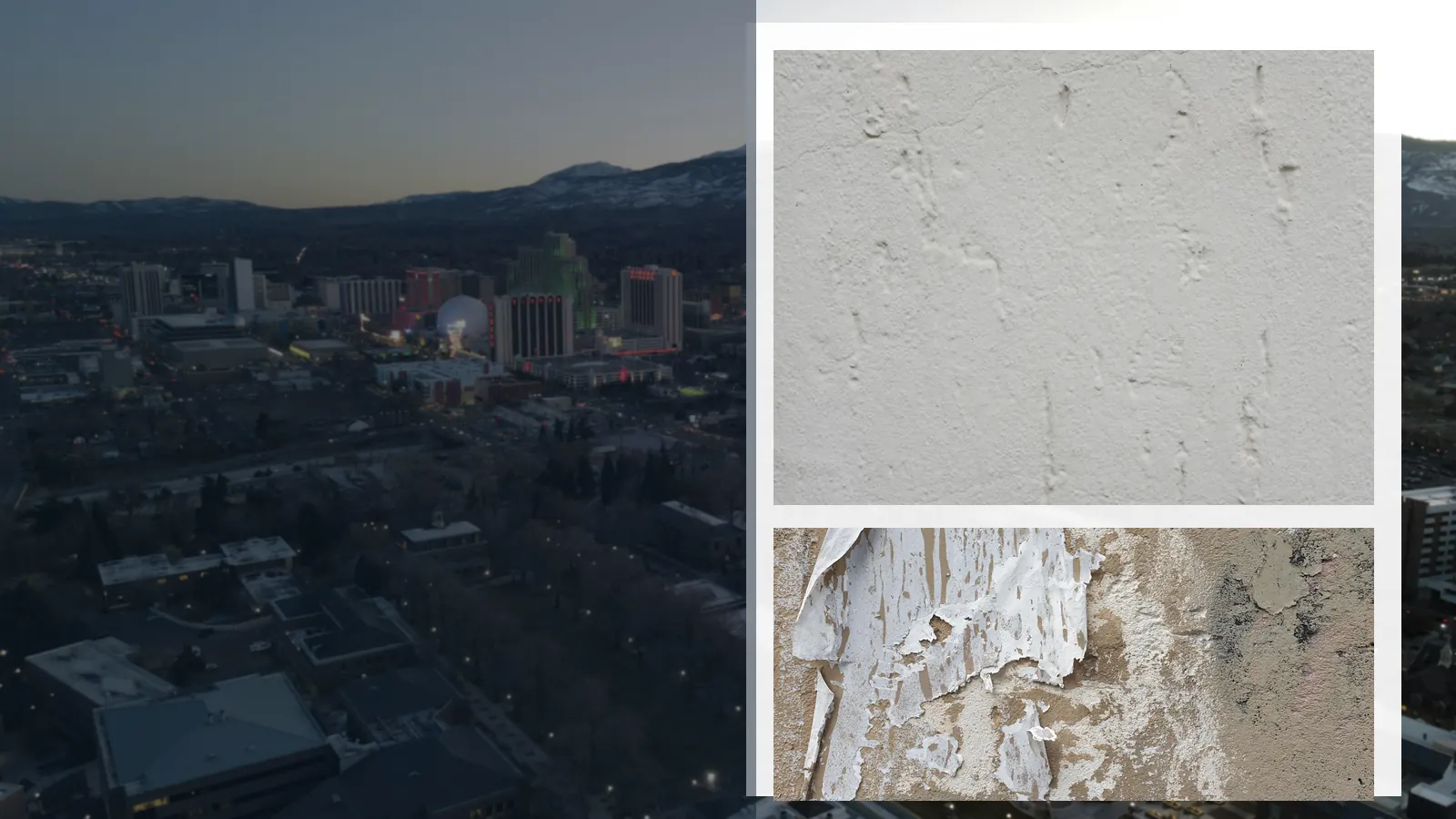 Stucco homes and Northern Nevada service area scenery near Reno